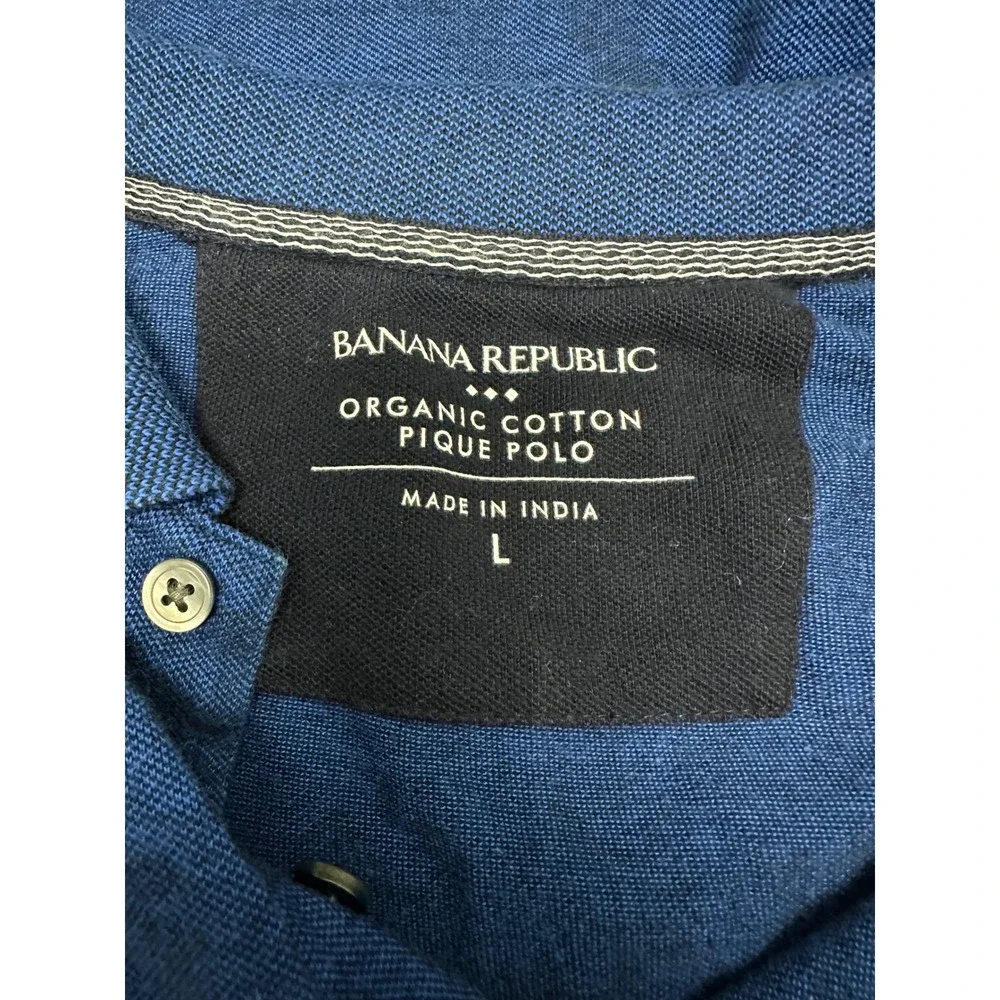 Banana Republic Organic Cotton Pique Polo Vibrant Royal Large Flaw See Pics ASIS
